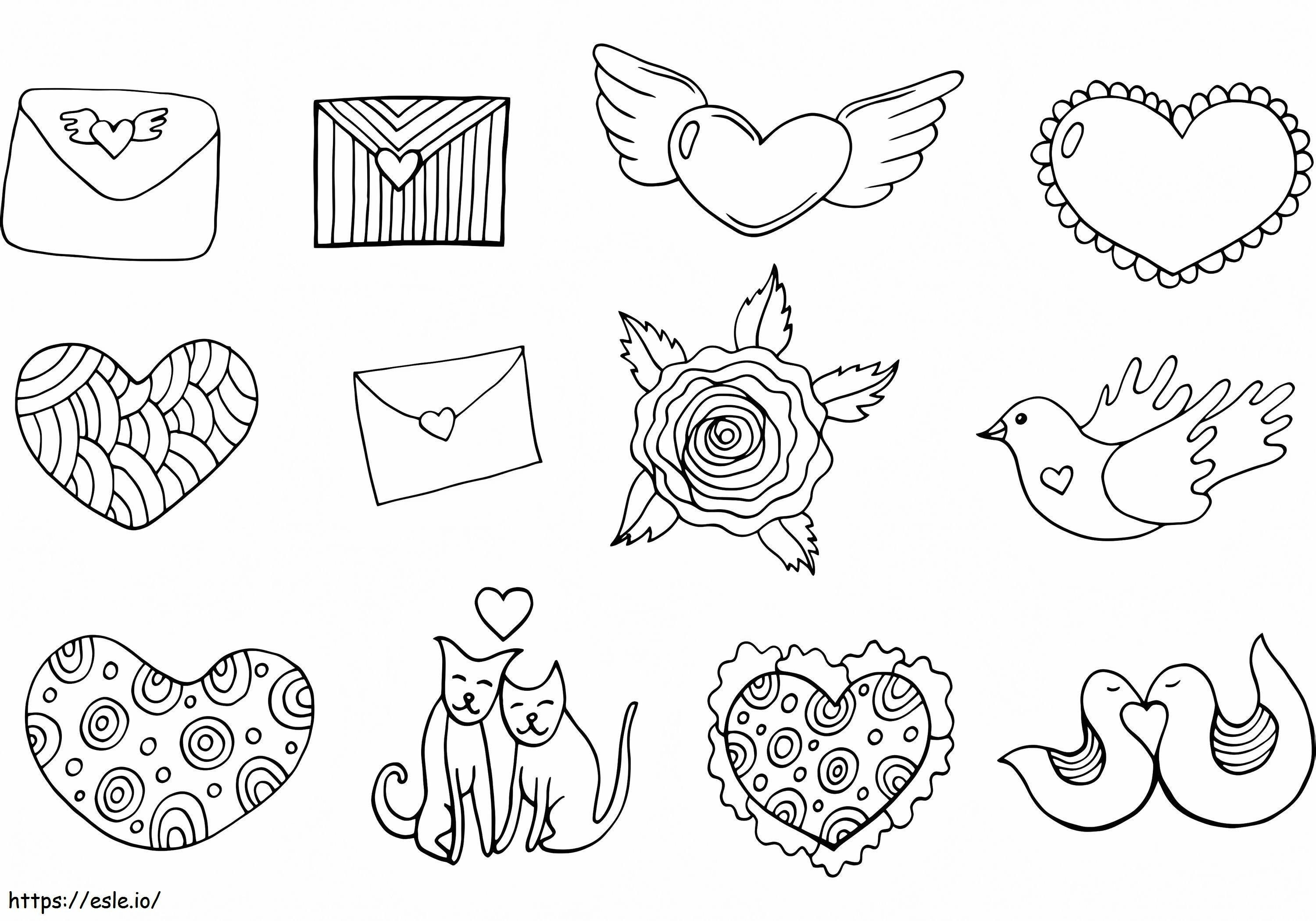 Stickers For Valentine coloring page