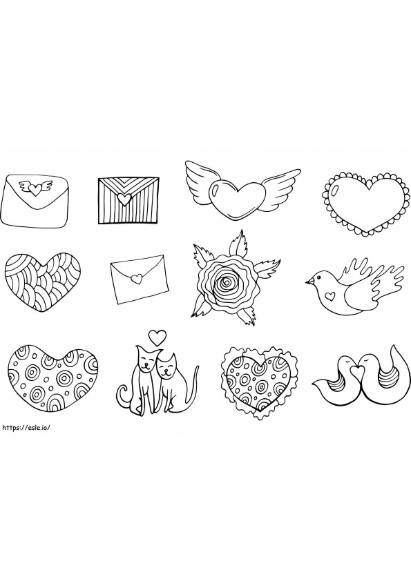 Stickers For Valentine coloring page