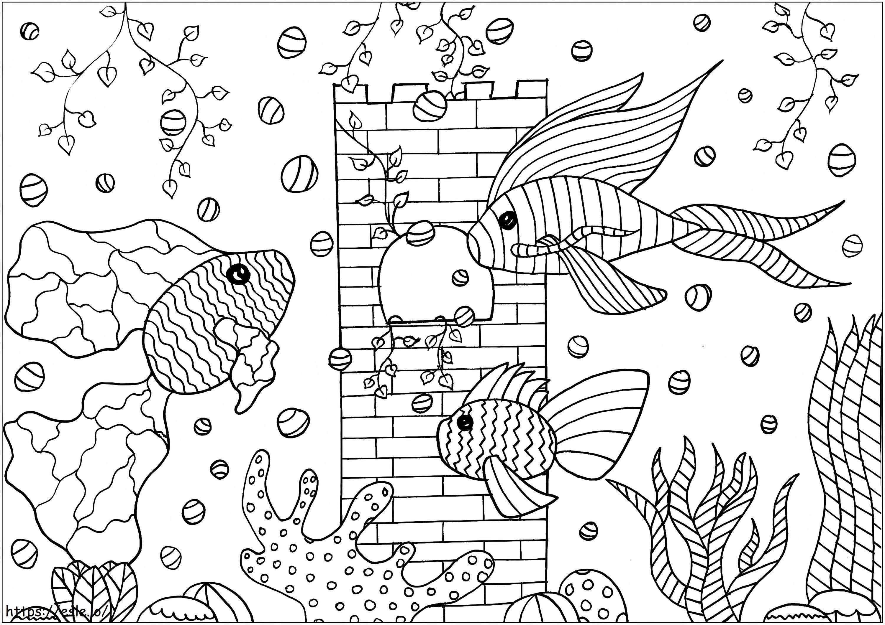 Tree Fish In A Scaled Aquarium coloring page