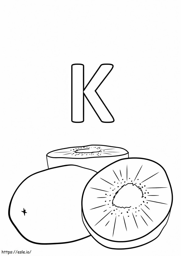 Letra K e Kiwi para colorir