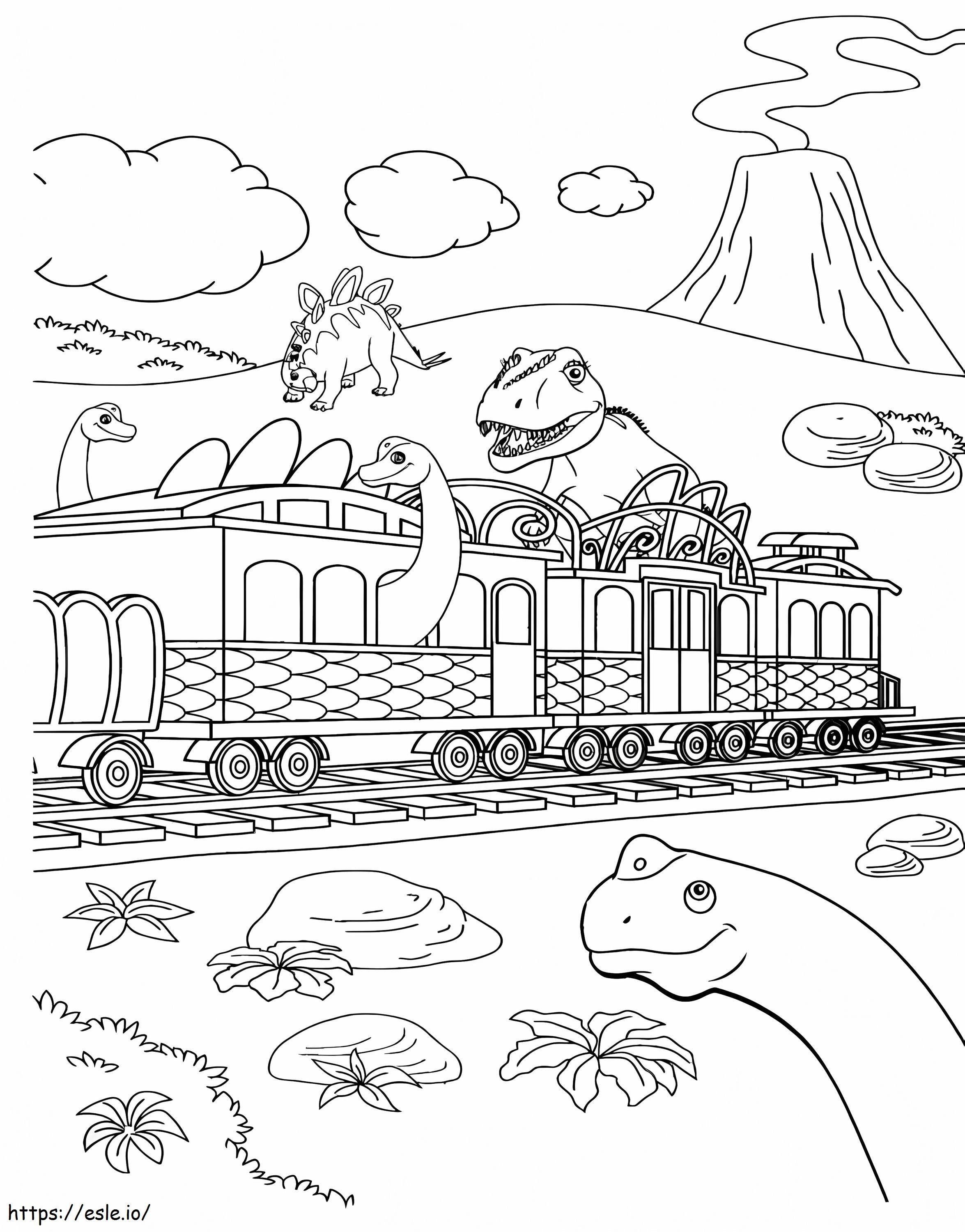 Dinosaur And Jurassic Boat coloring page
