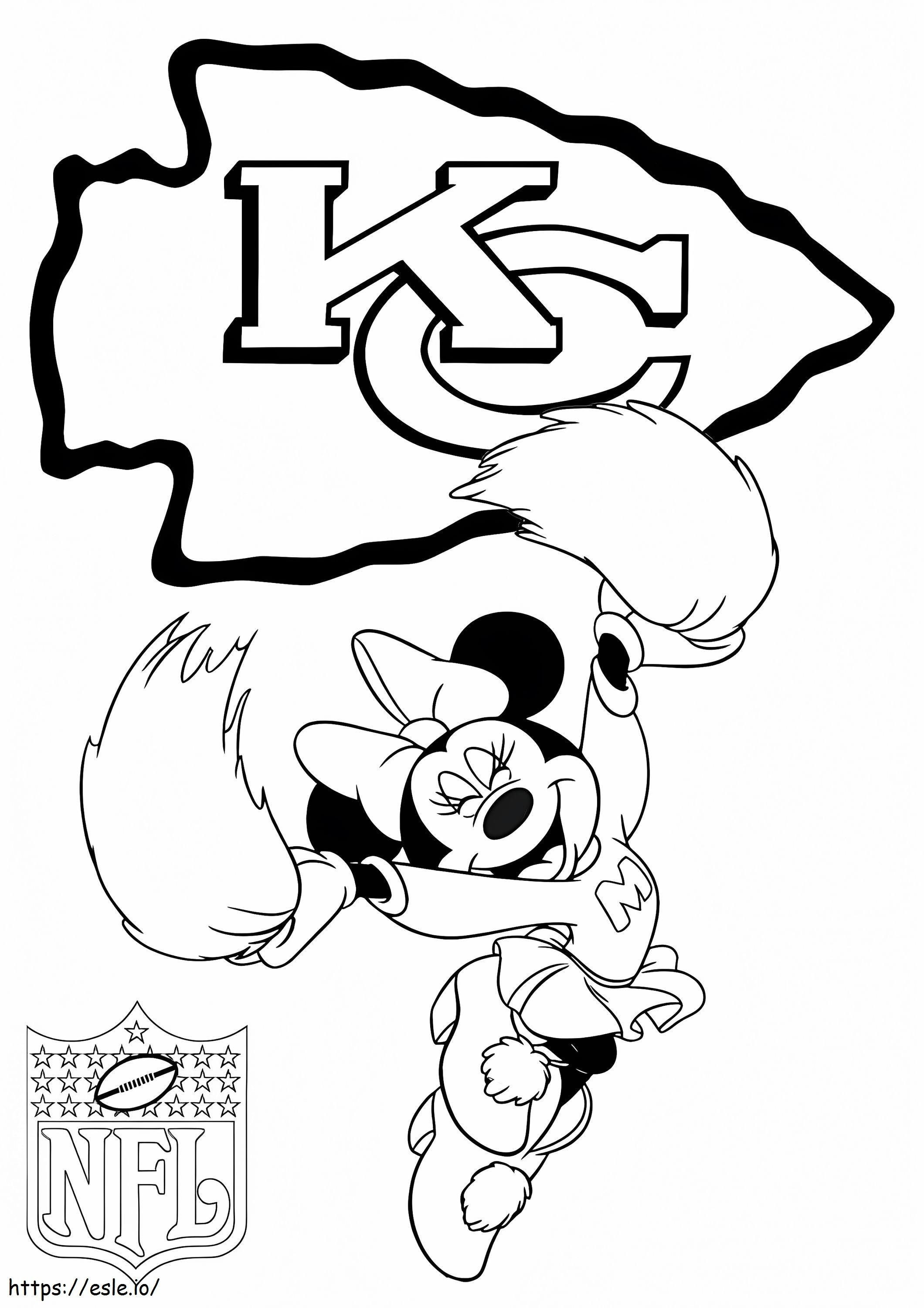 Kansas City Chiefs With Minnie Mouse coloring page