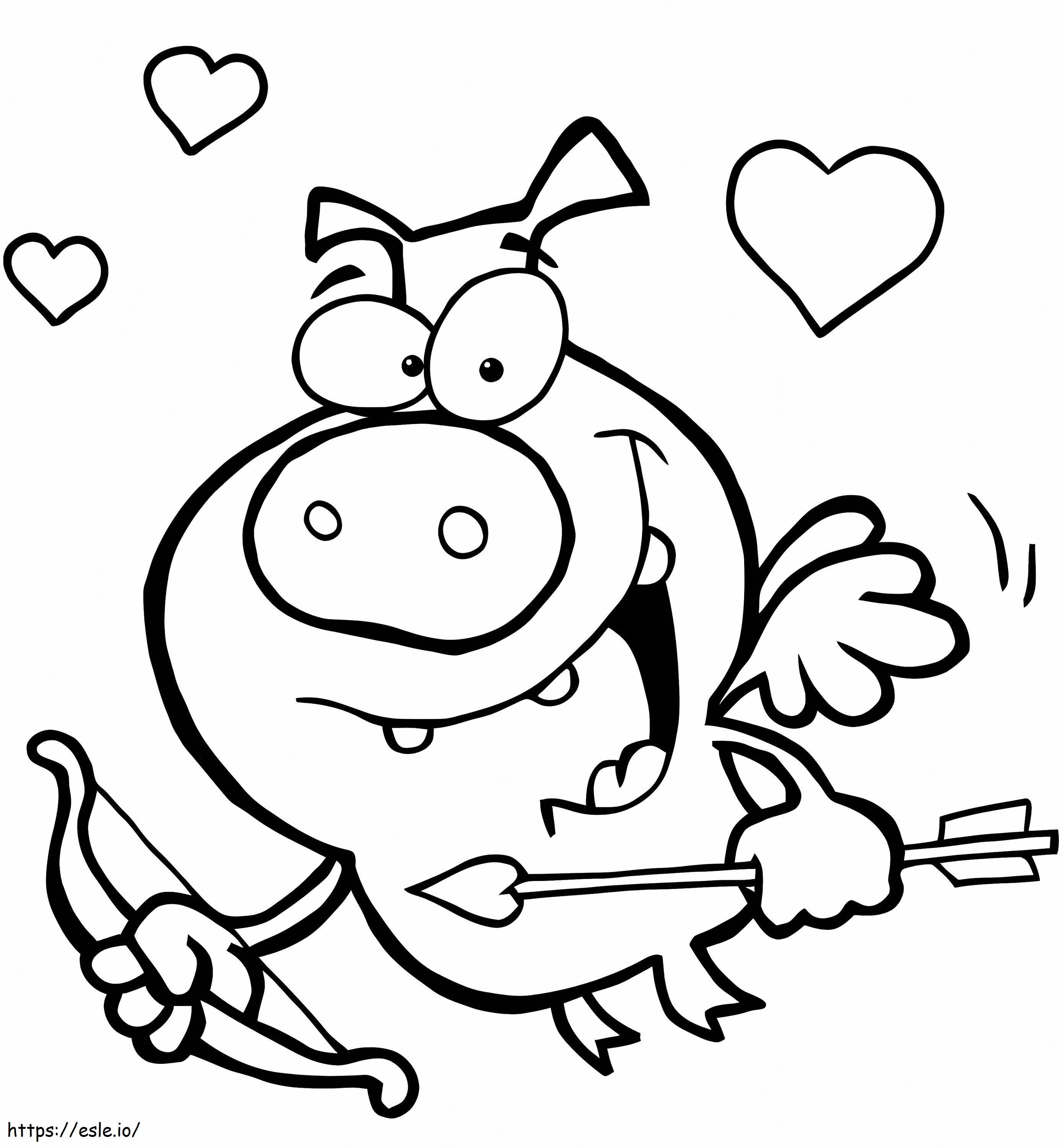 Pig Cupid coloring page