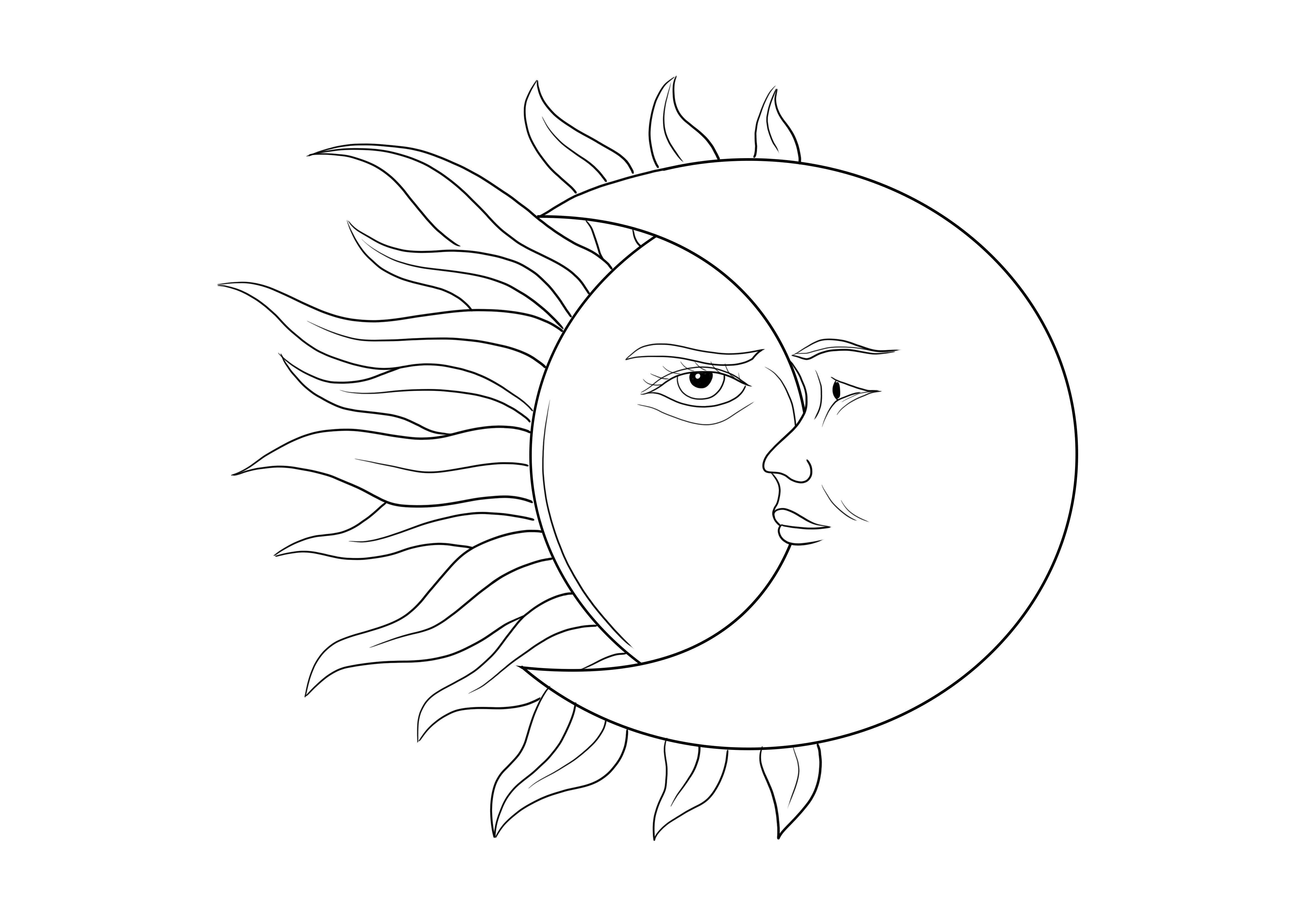Sonne und Mond-Bondage kostenlos zum Drucken und Ausmalen