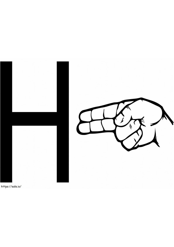 Käsi kirjain H värityskuva