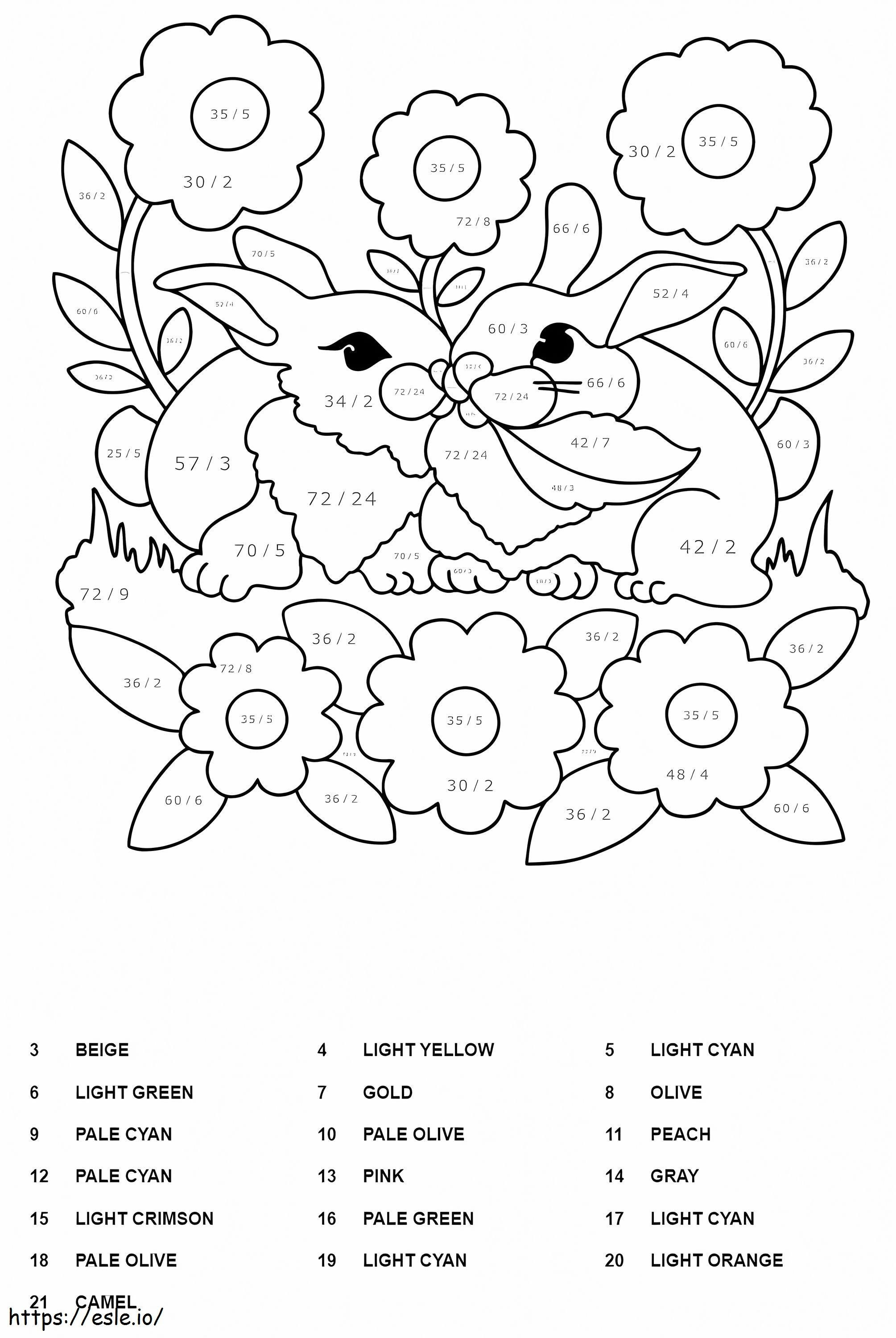 Coloriage Division des lapins couleur par numéro à imprimer dessin