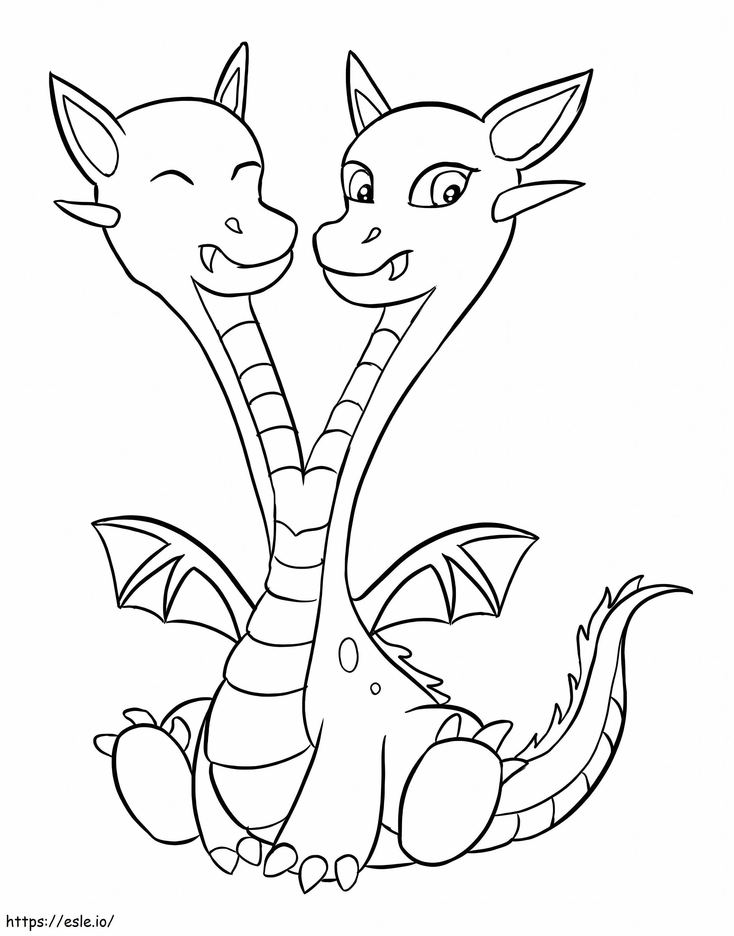 Coloriage Dragon à deux têtes à imprimer dessin
