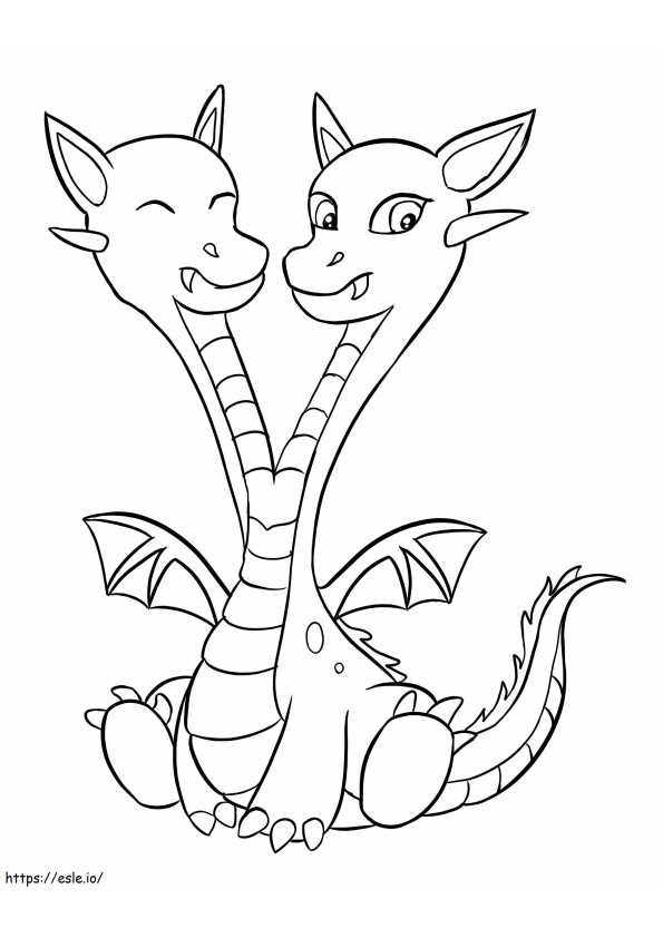 Coloriage Dragon à deux têtes à imprimer dessin
