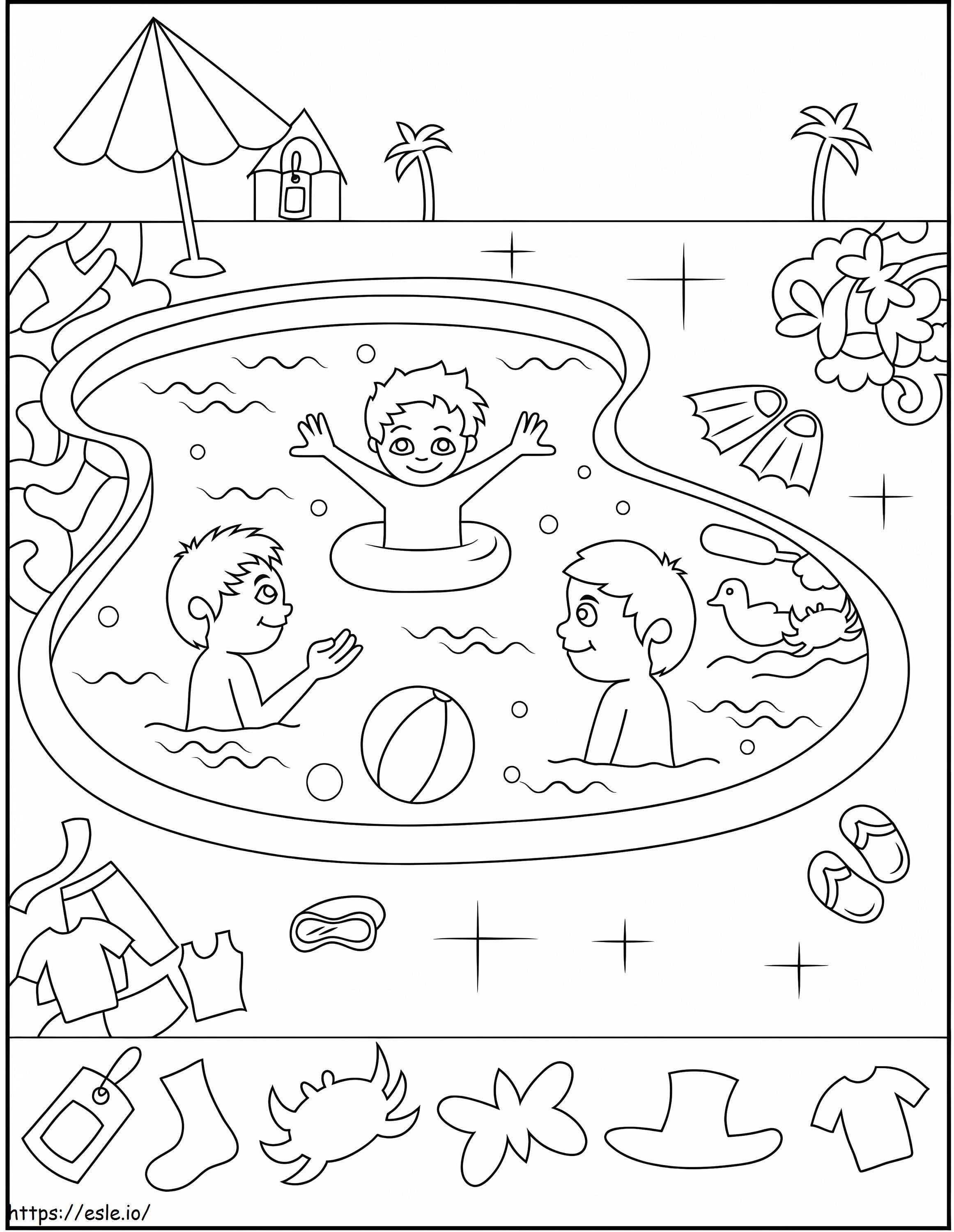Ragazzi In Piscina da colorare