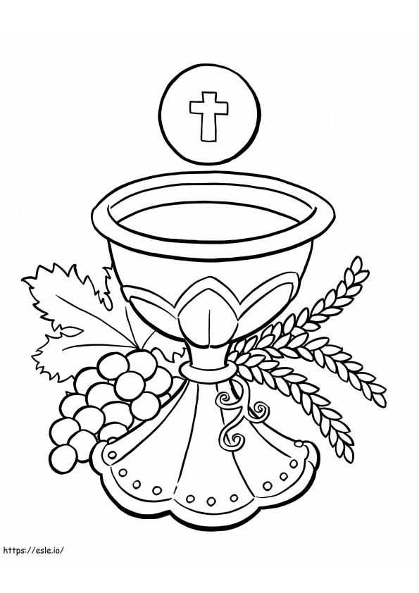 Coloriage Vin de Sainte Communion à imprimer dessin