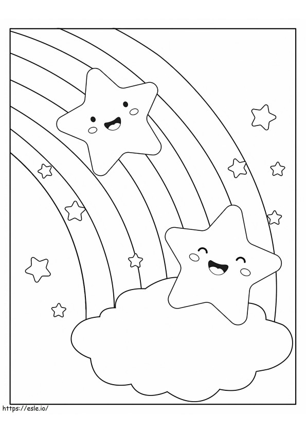 Coloriage Deux étoiles mignon à imprimer dessin