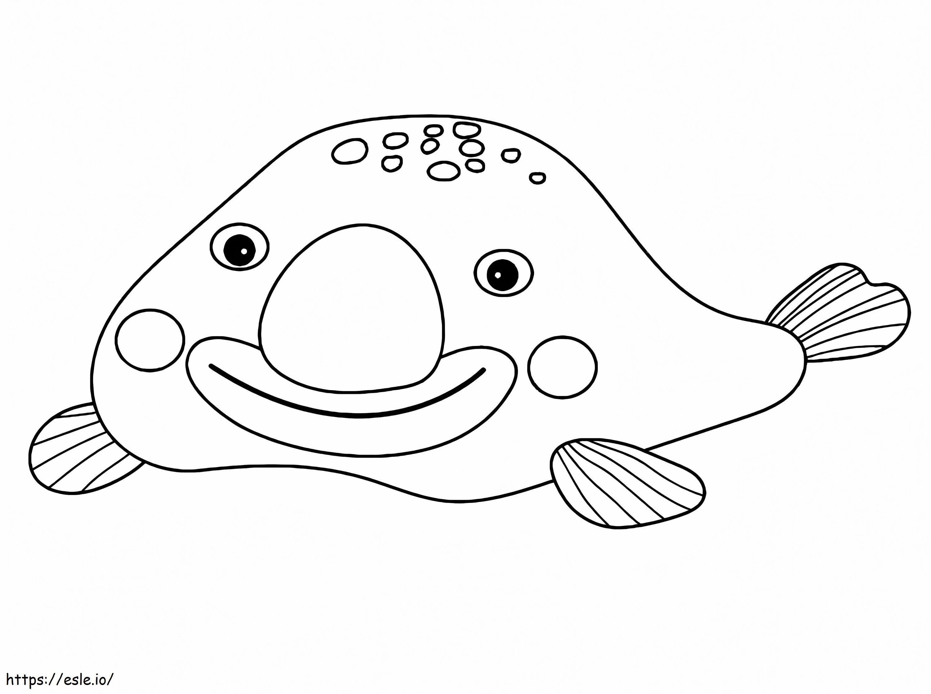 Peixe-bolha feliz para colorir