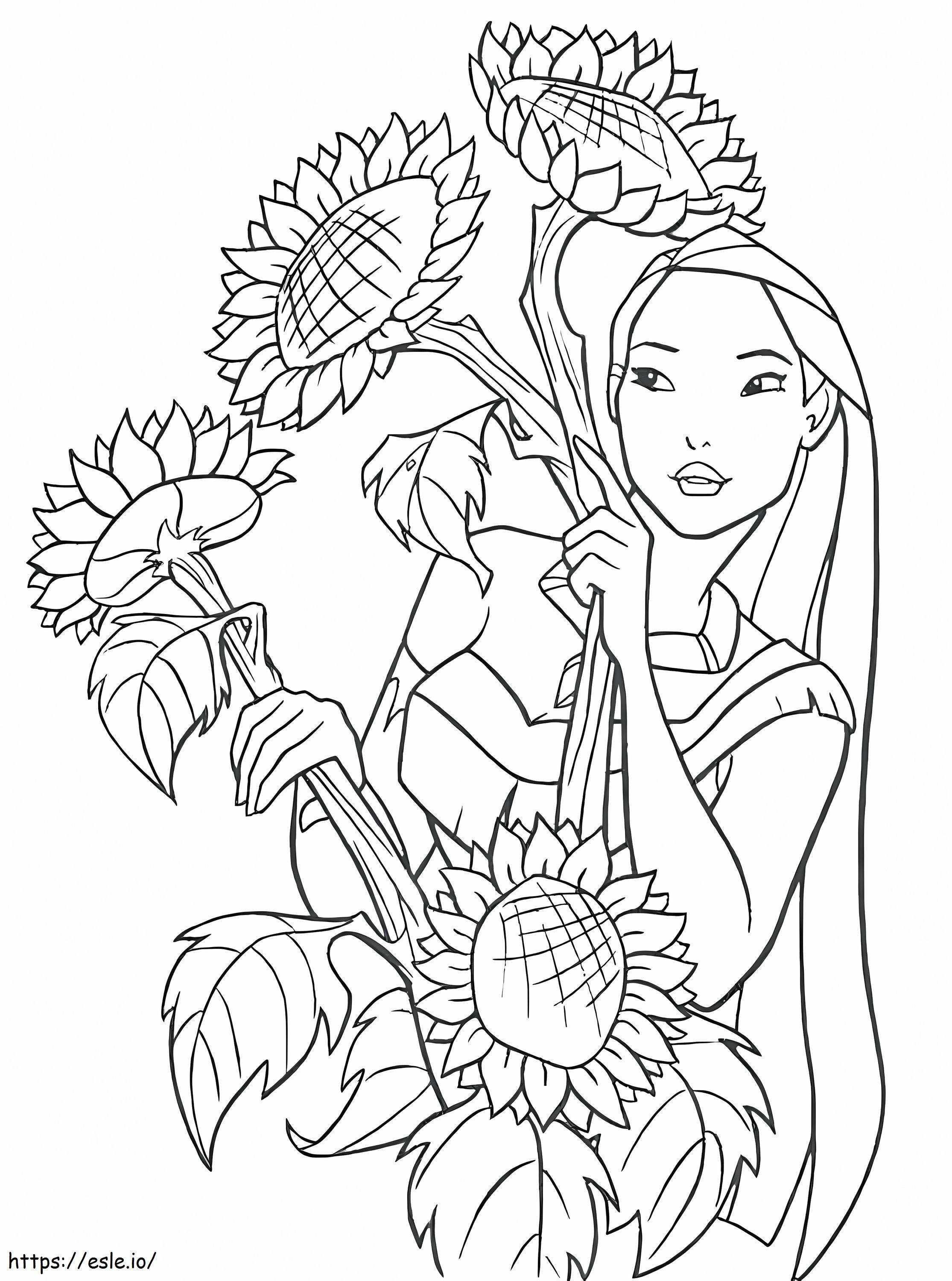 Pocahontas With Flowers coloring page