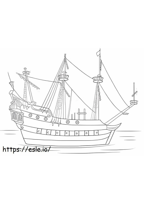 Pirate Ship Captain Hook coloring page
