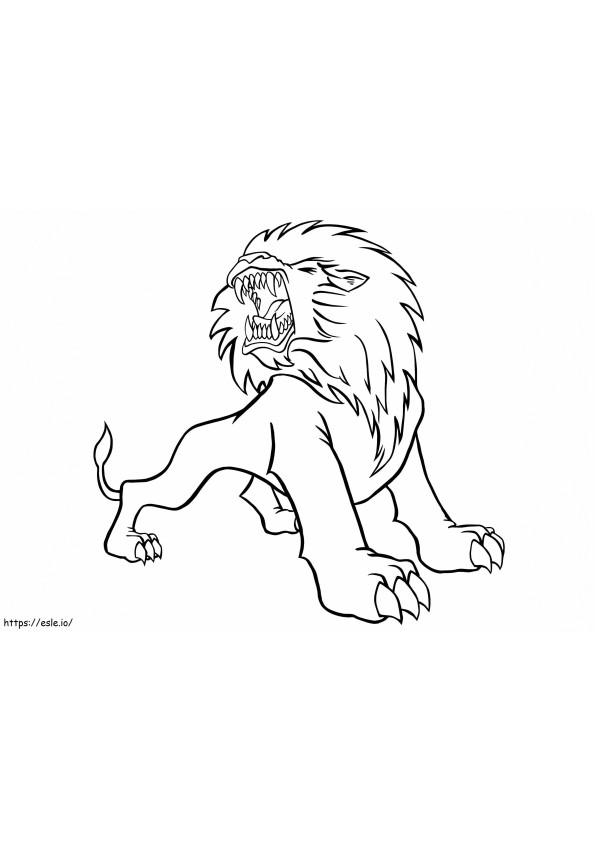 Leão está com raiva para colorir