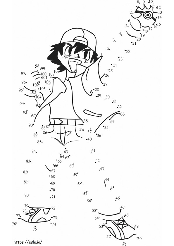 Ash Dot To Dot Coloring Page coloring page