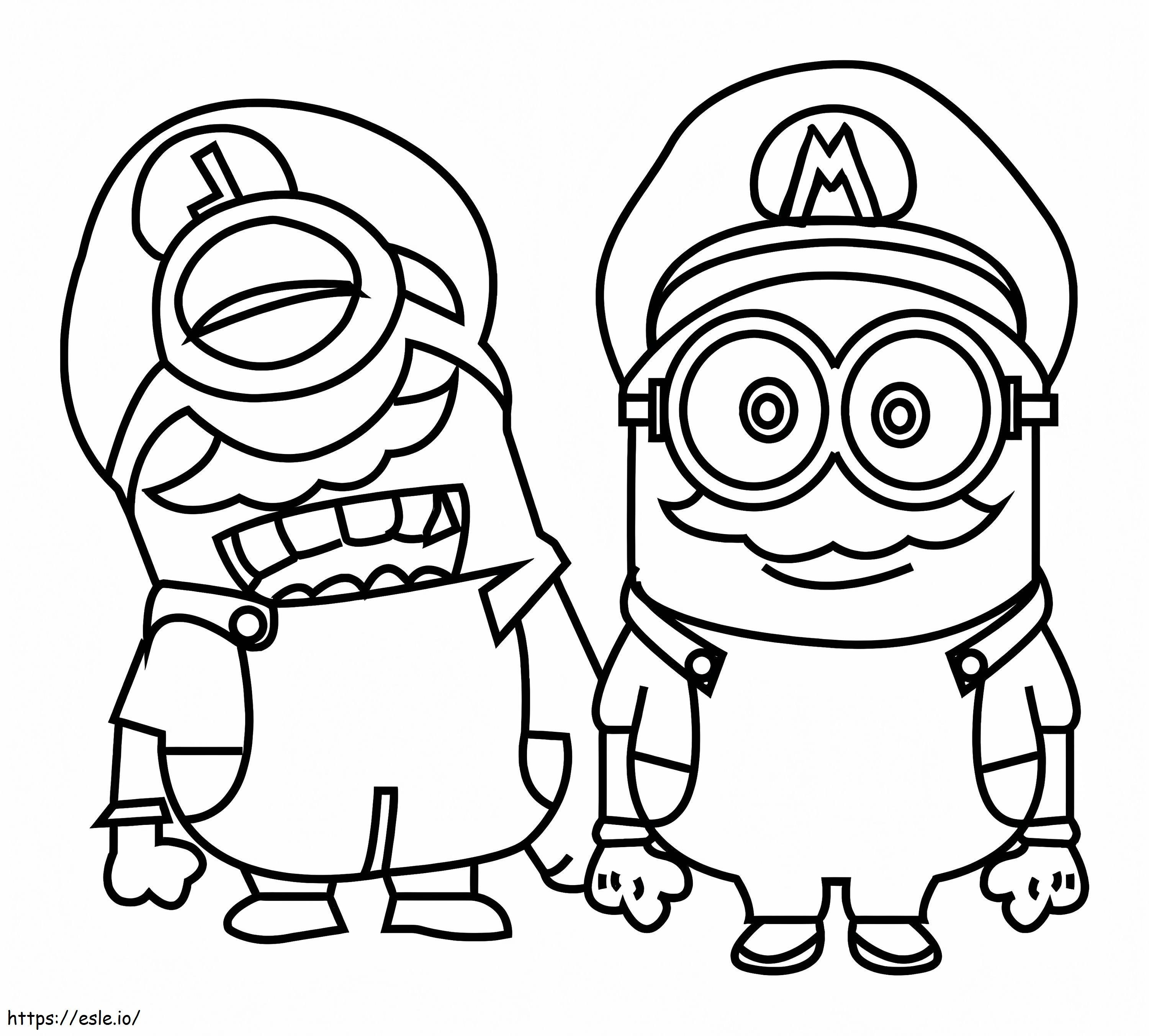 Coloriage Minion Luigi et Minion Mario à imprimer dessin