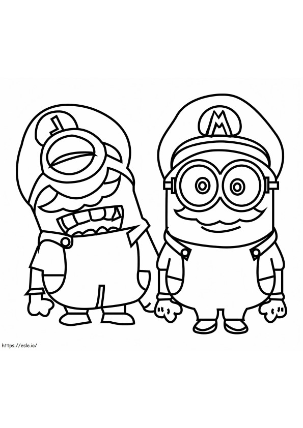 Minionek Luigi i Minion Mario kolorowanka