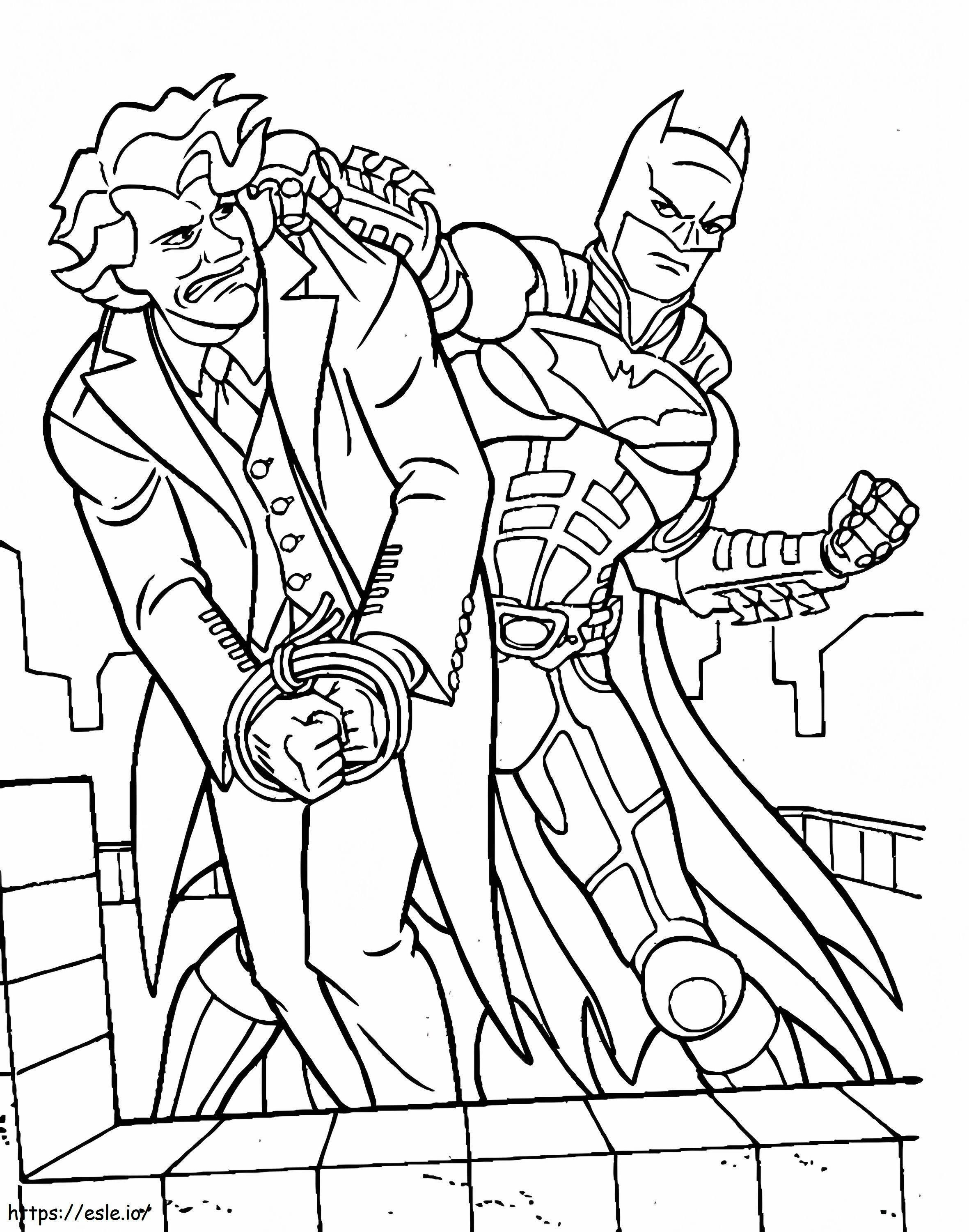 Coloriage Joker est ligoté par Batman à imprimer dessin
