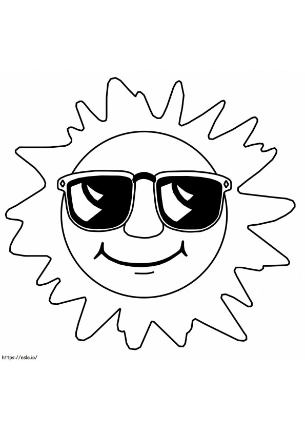 Coloriage Soleil avec des lunettes de soleil à imprimer dessin