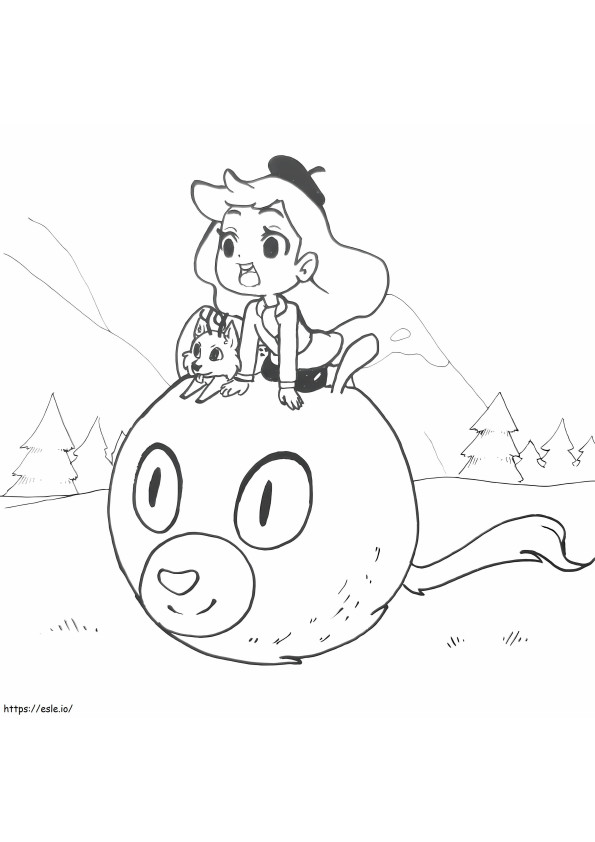Desenho animado de Hilda e galho para colorir