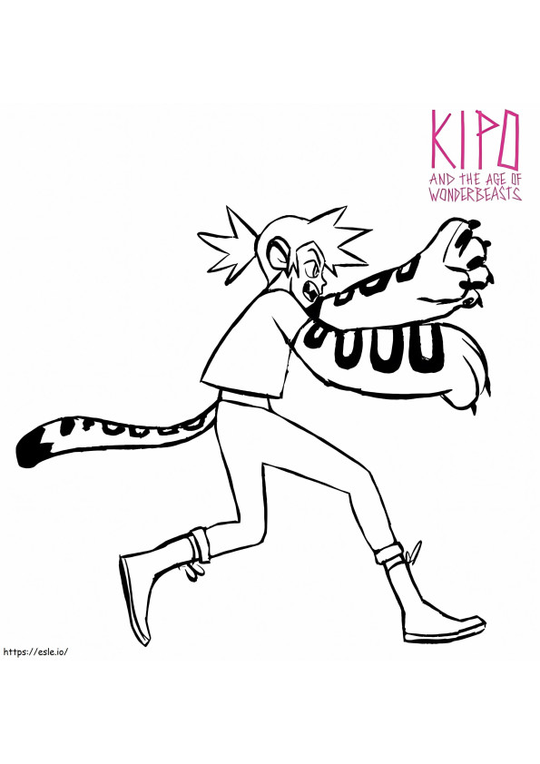 Kipo is aan het rennen kleurplaat