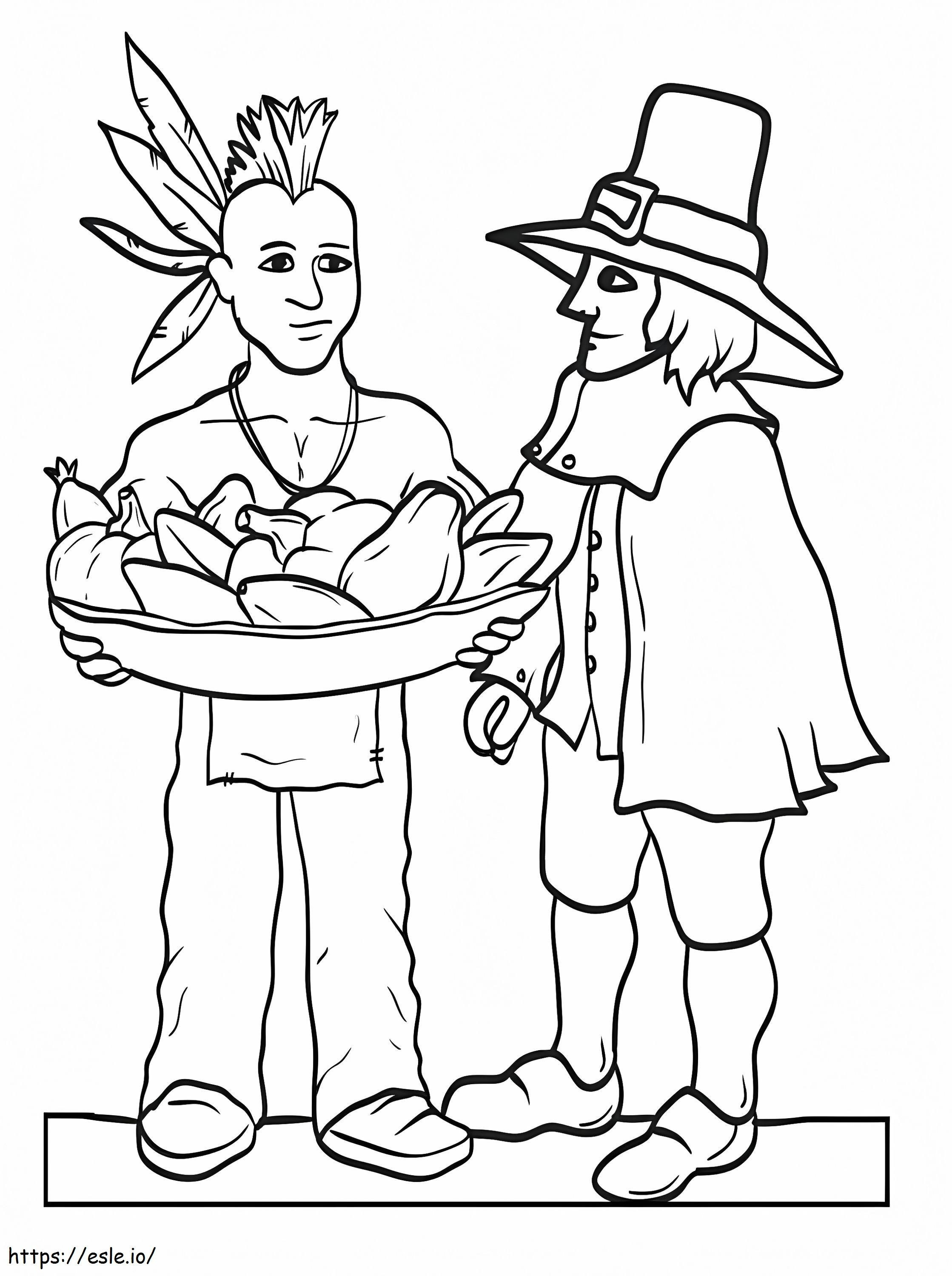 Pilgrim And Indian coloring page