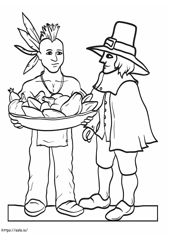 Pilgrim And Indian coloring page