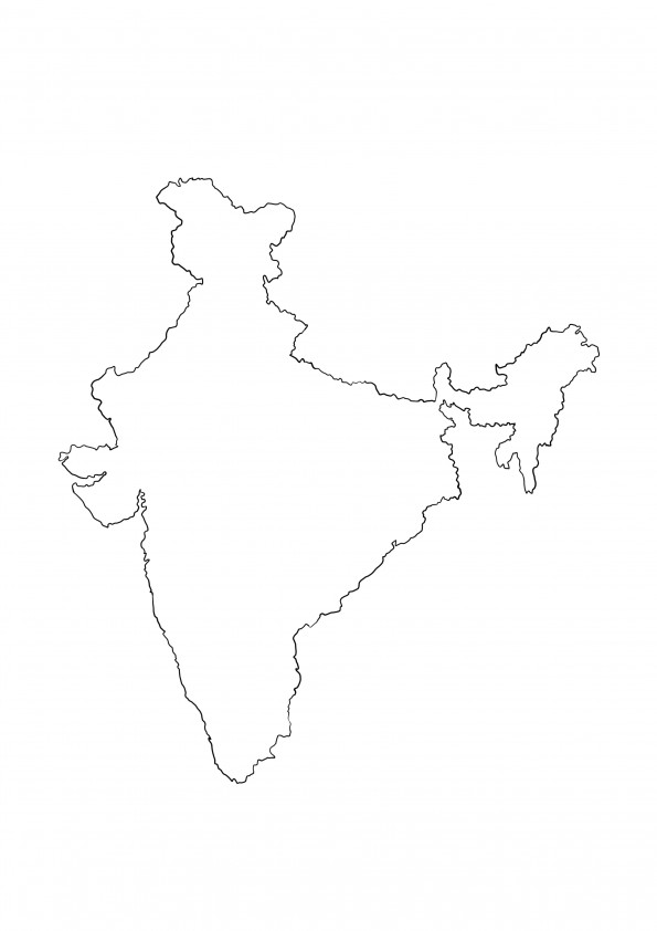 Imagen para colorear y descargar gratis del mapa de contorno en blanco de India
