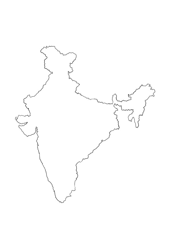 India blank outline map free downloading and coloring image