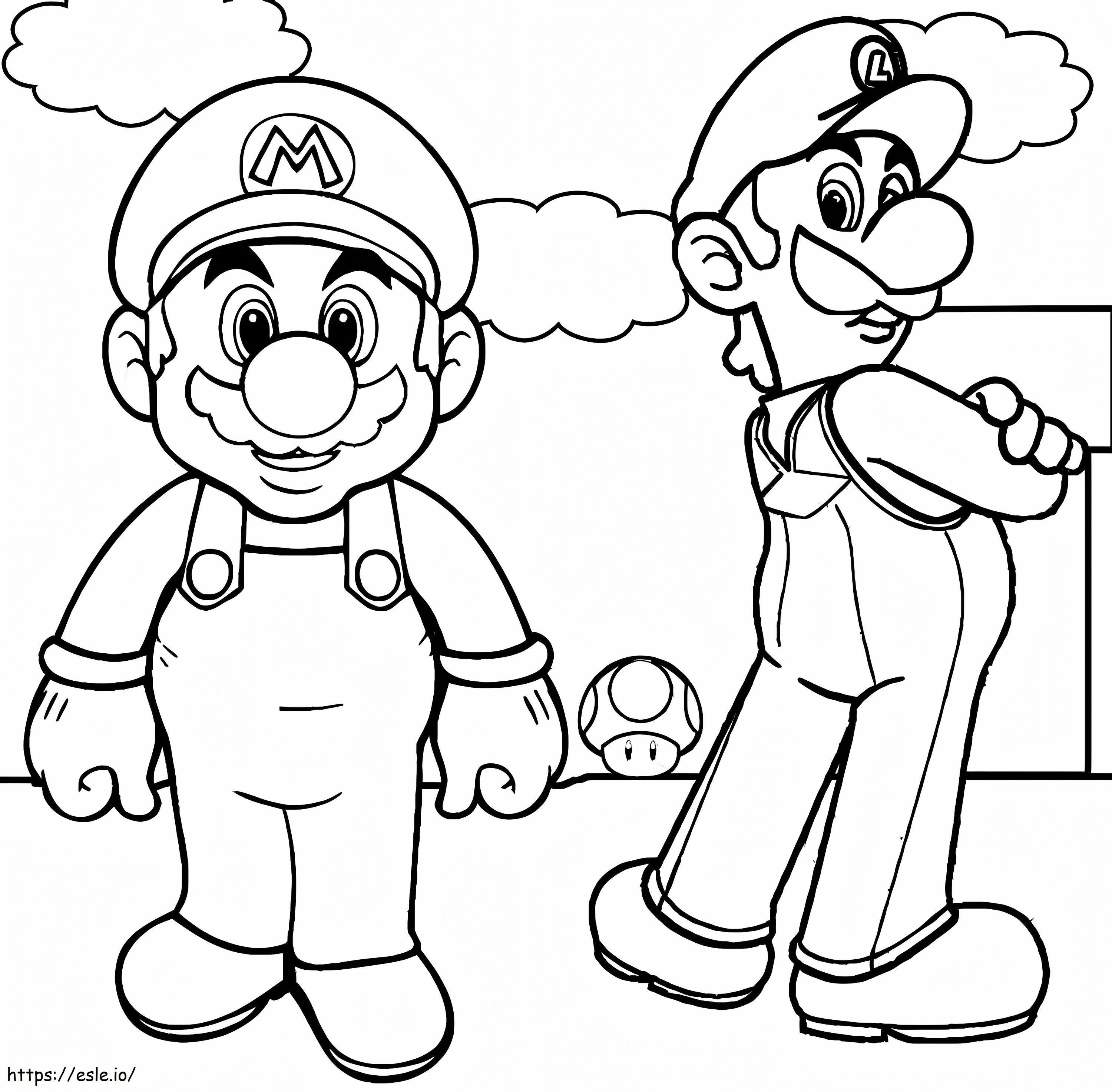 Coloriage Luigi Basico et Mario à imprimer dessin