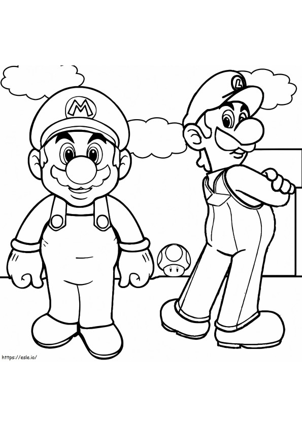 Luigi Básico And Mario coloring page