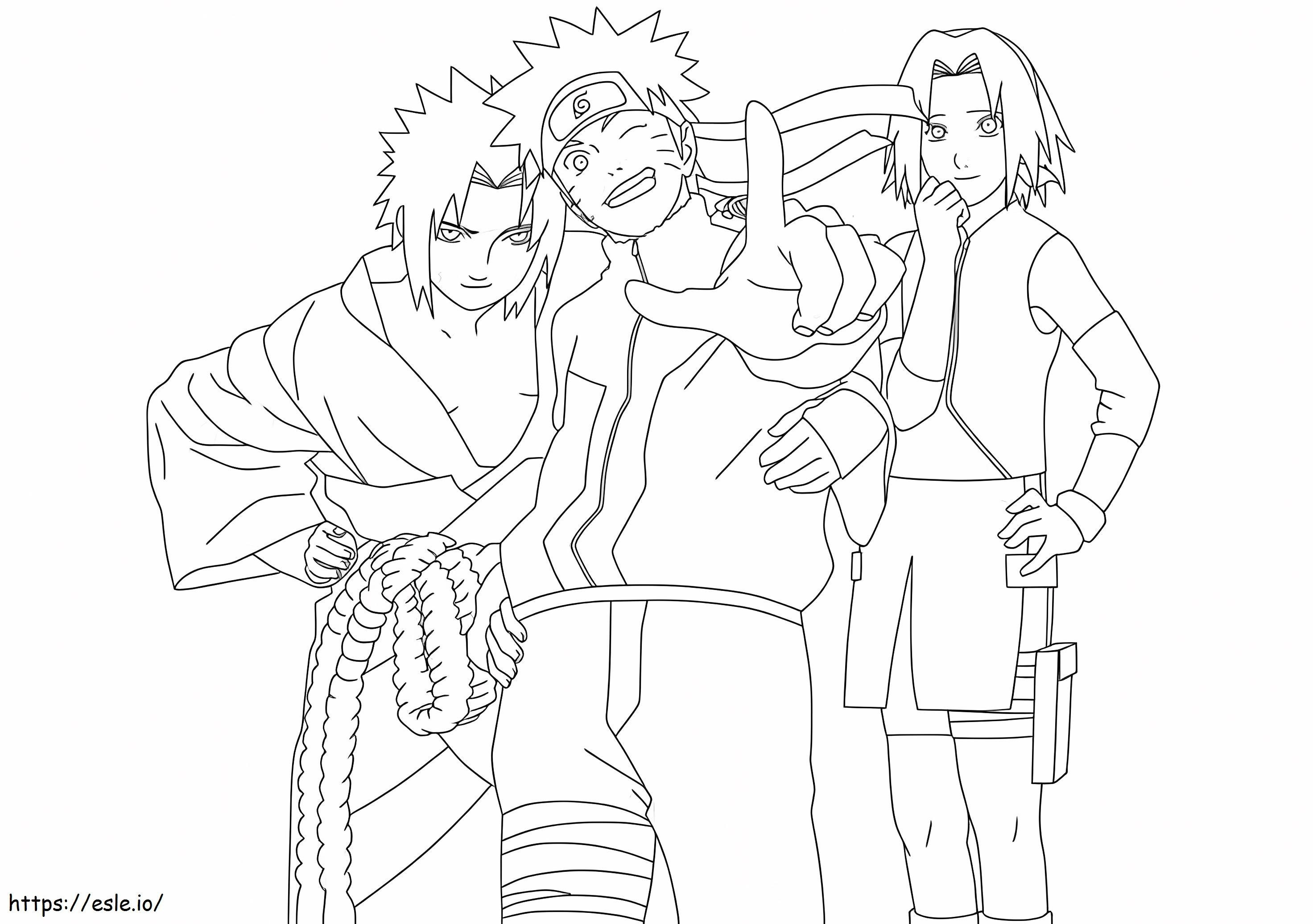 Zabawa z Sasuke i jego przyjaciółmi kolorowanka