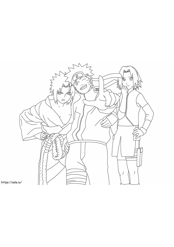 Diversão com Sasuke e seus amigos para colorir