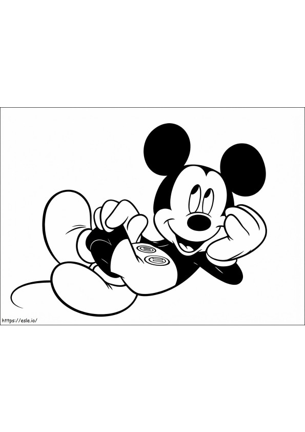 Coloriage Mickey Mouse Souriant à imprimer dessin