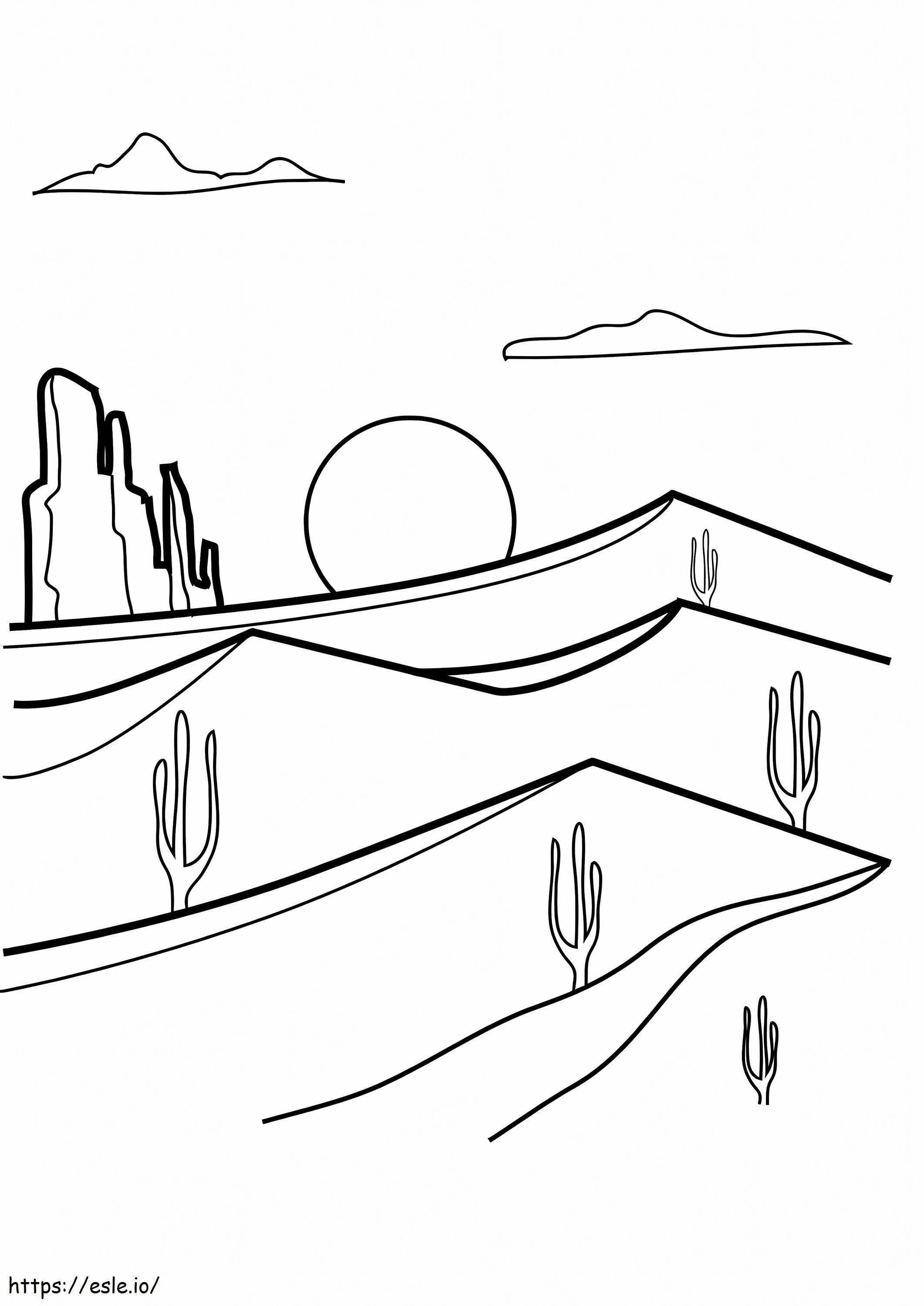 砂漠の風景 ぬりえ - 塗り絵