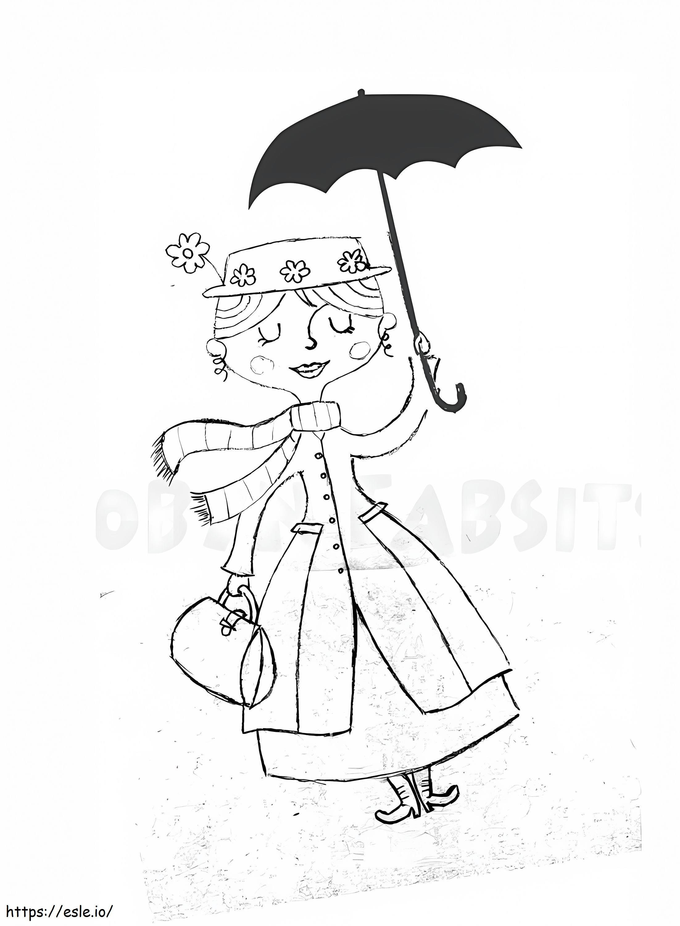 Coloriage Belle Mary Poppins à imprimer dessin