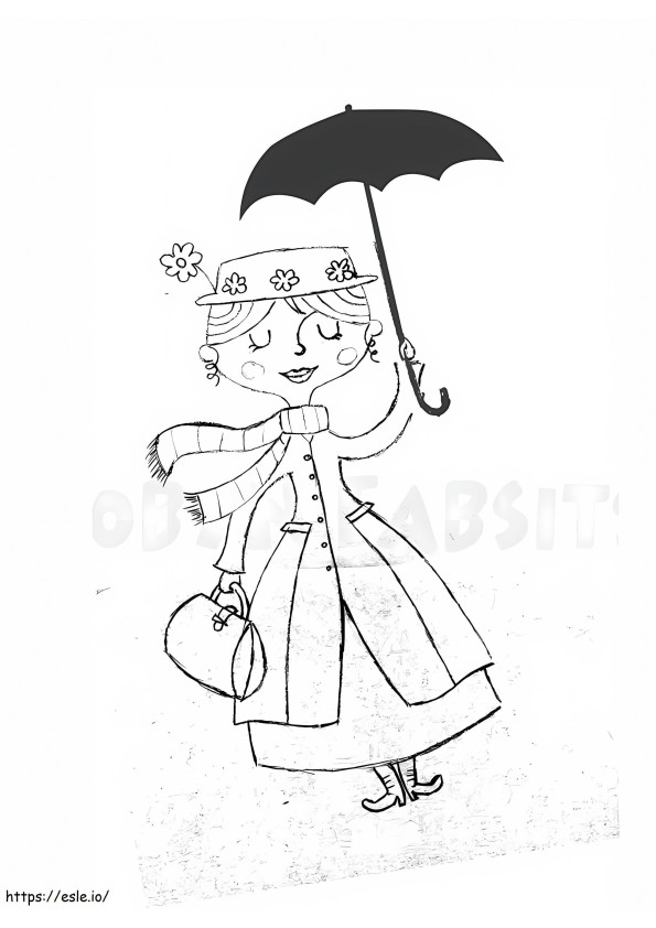 Mary Poppins yang cantik Gambar Mewarnai