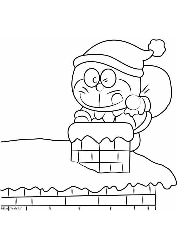 Coloriage 1530676495 Noël Doraemon A4 à imprimer dessin