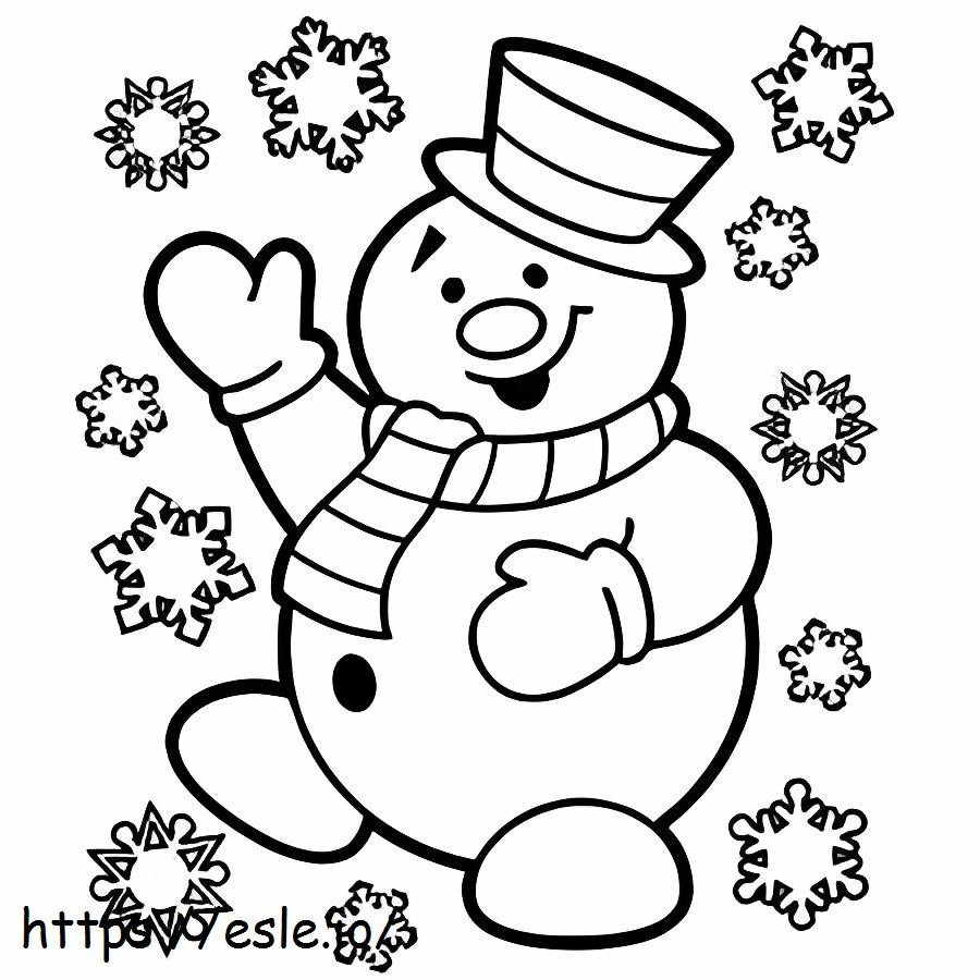 Sneeuwman Met Sneeuwvlok kleurplaat kleurplaat