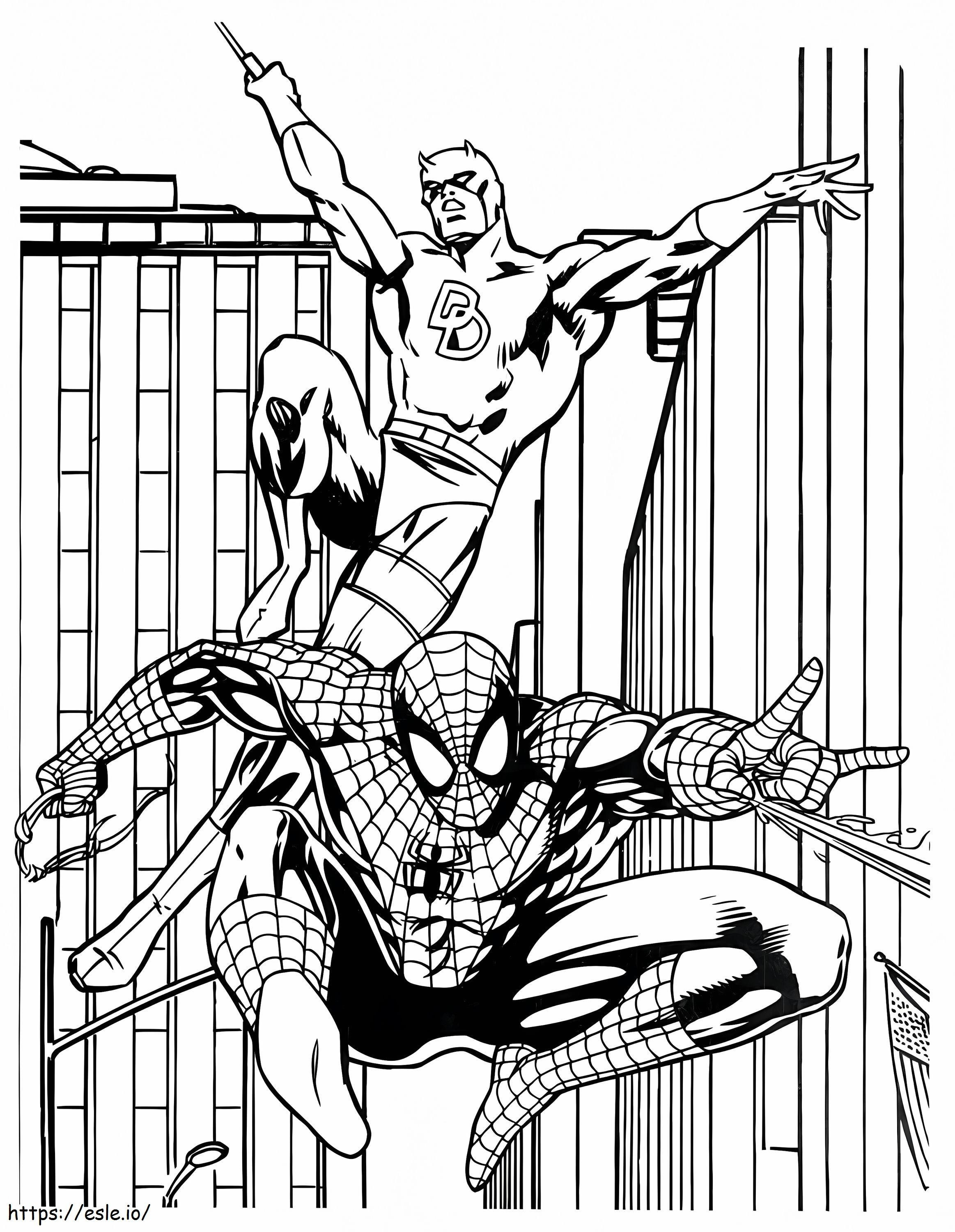 Spider-Man en Daredevil kleurplaat kleurplaat