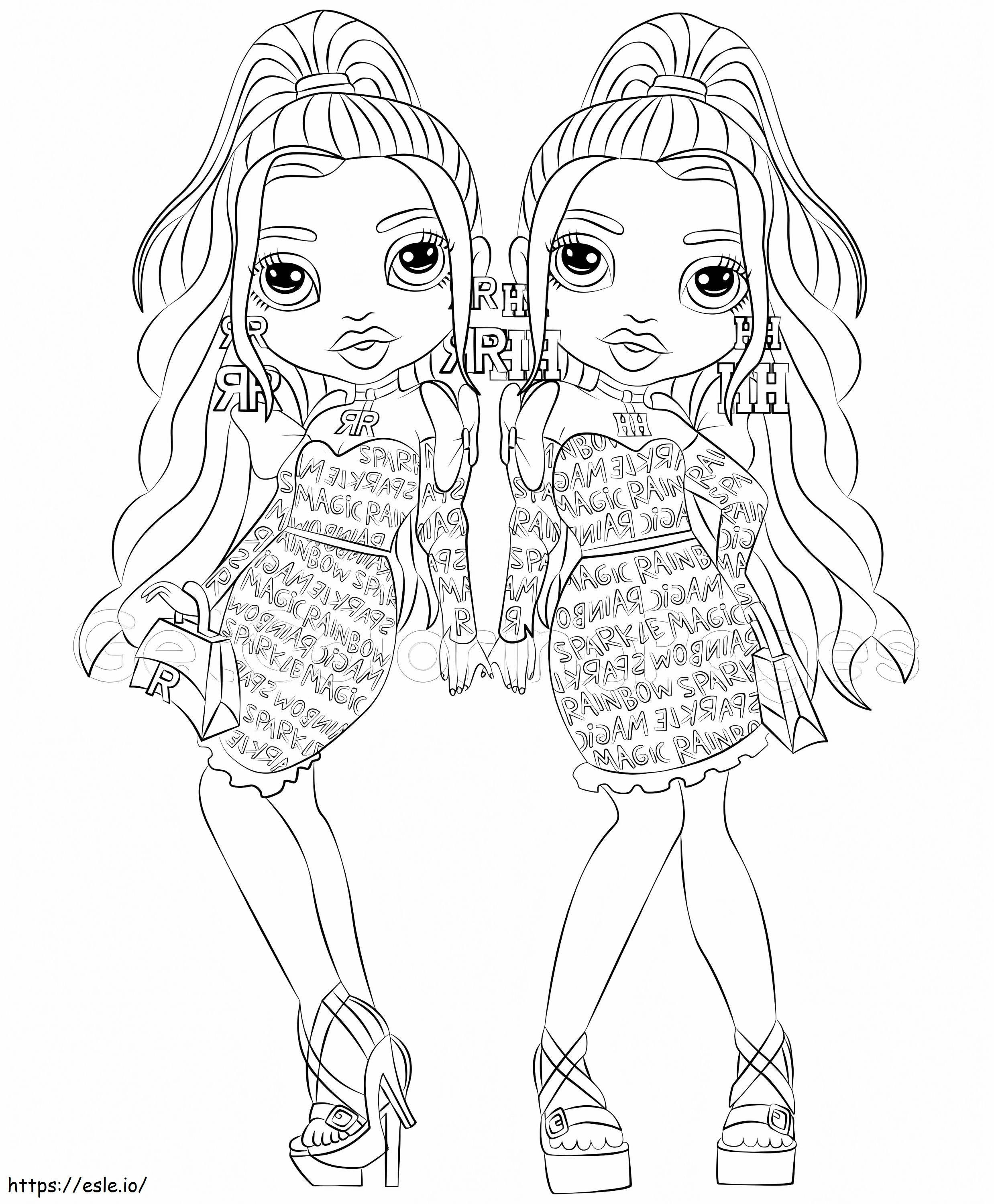 Twins Girls Rainbow High coloring page
