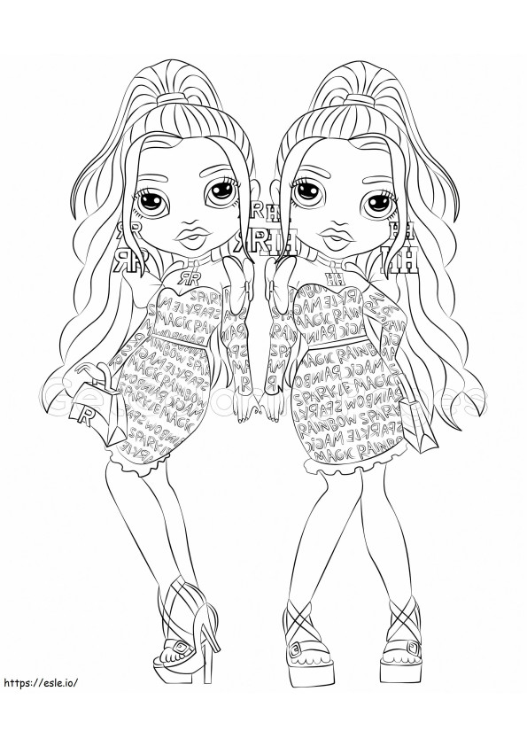 Twins Girls Rainbow High coloring page