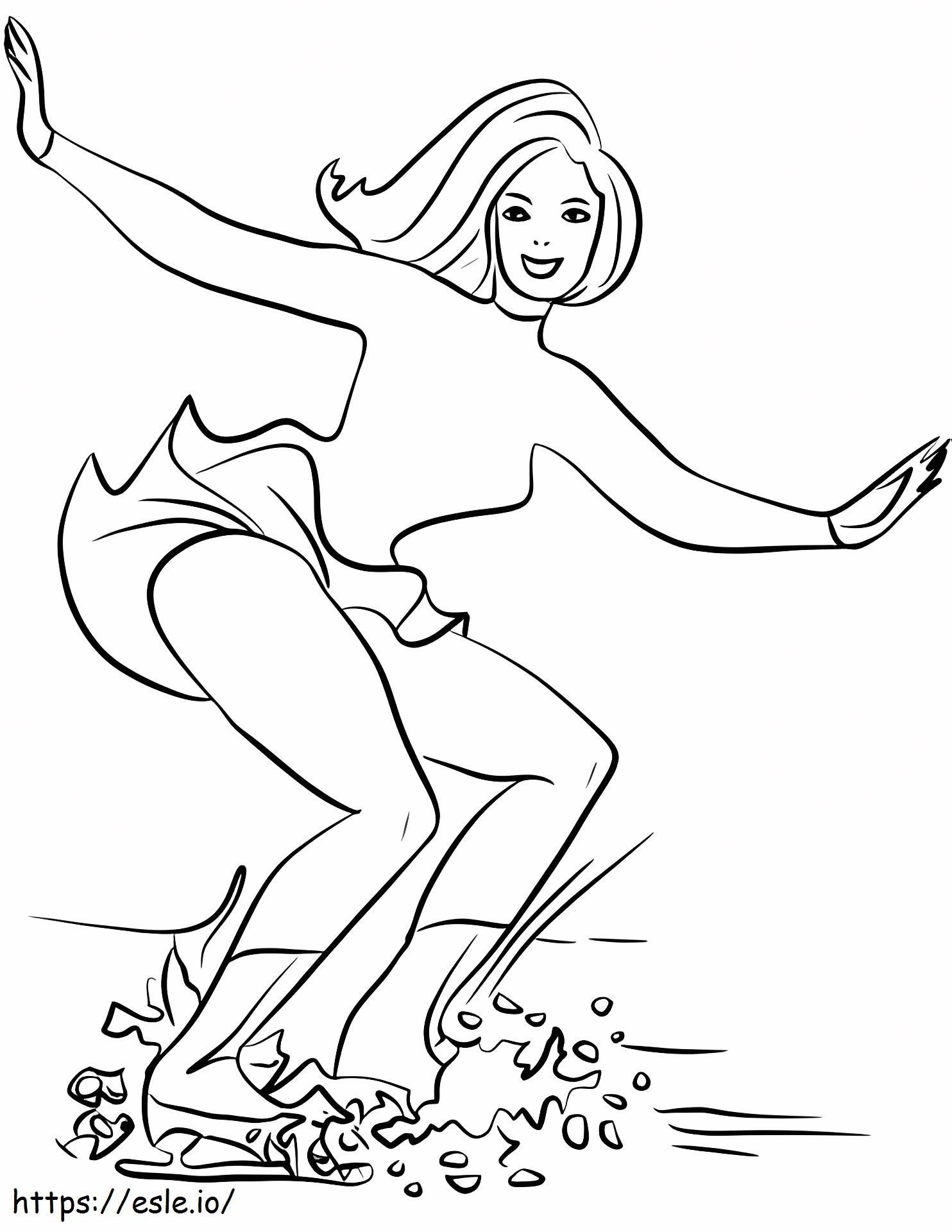 Coloriage Cool Girl fait du patinage sur glace à imprimer dessin