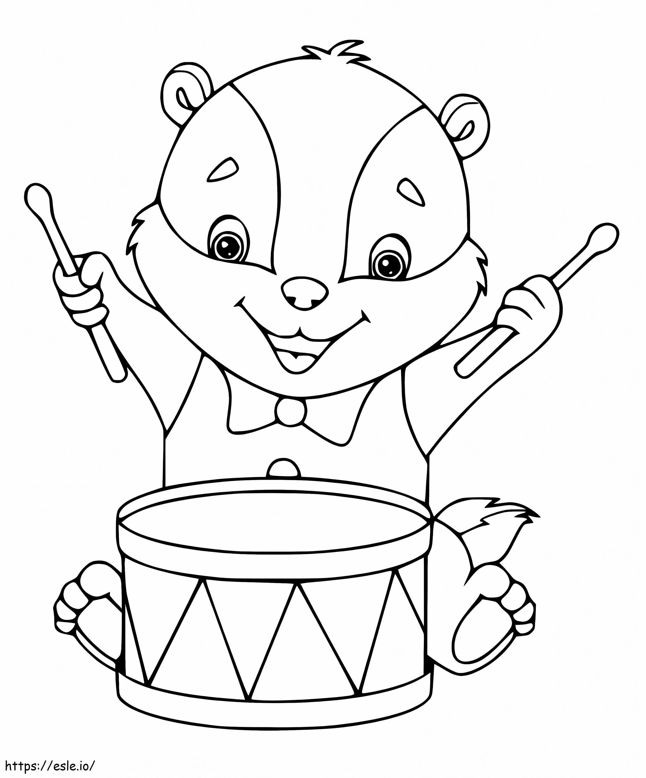 Badger Playing Drum coloring page