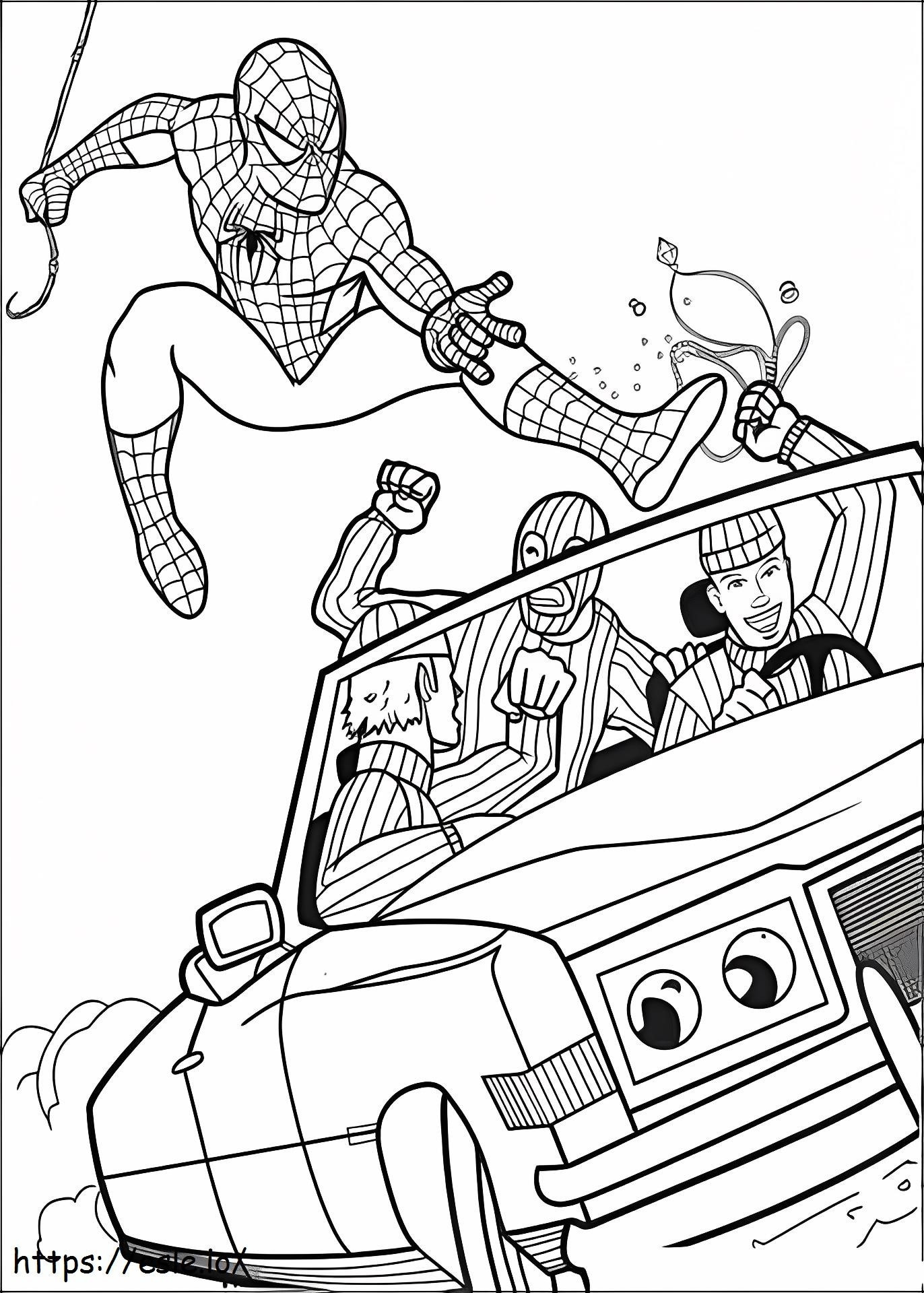 Coloriage 1539744051 Spiderman essaie d'attraper le voleur à imprimer dessin