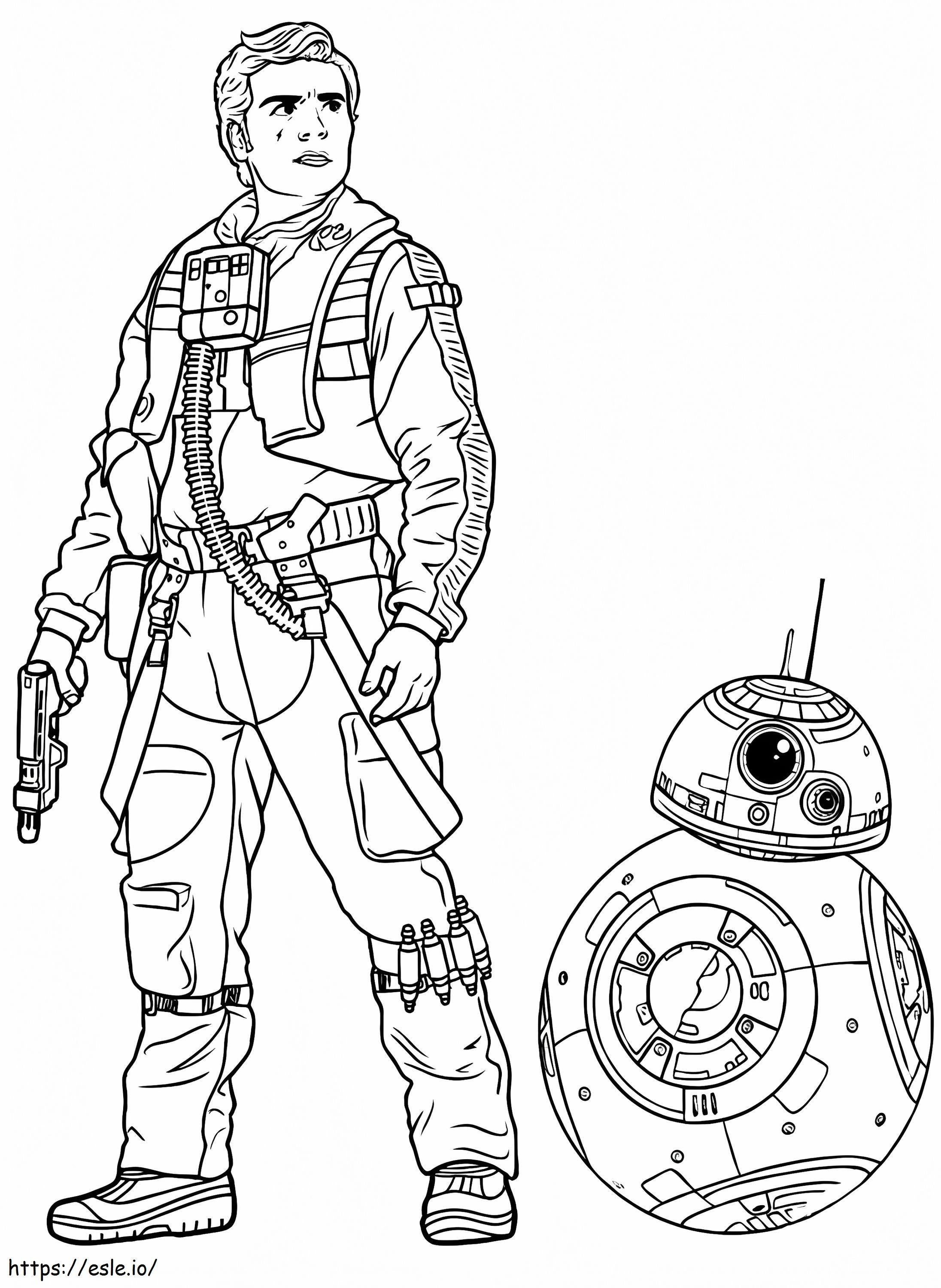 Star Wars Poe e BB 8 para colorir