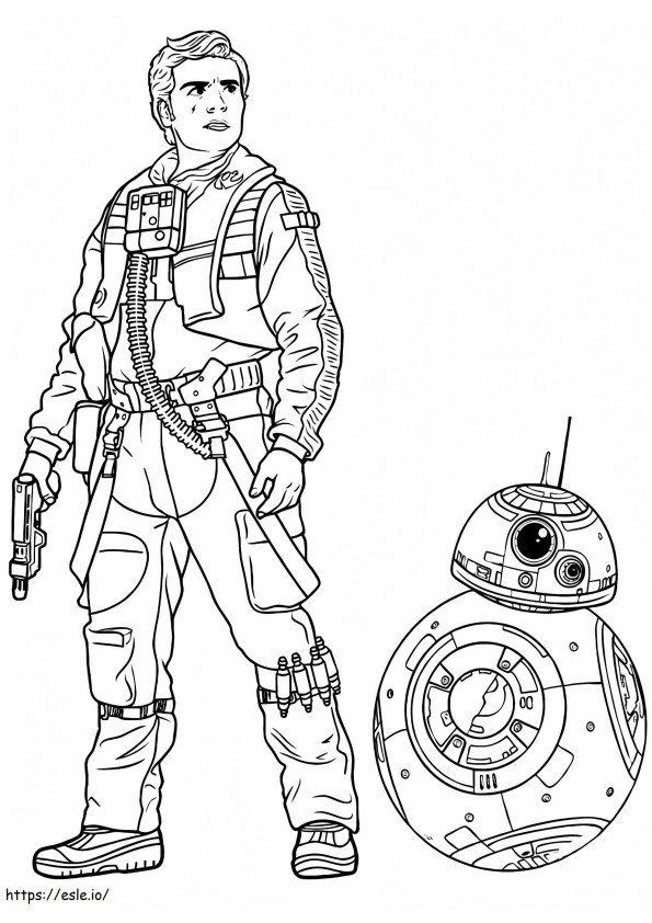 Coloriage Star Wars Poe et BB 8 à imprimer dessin