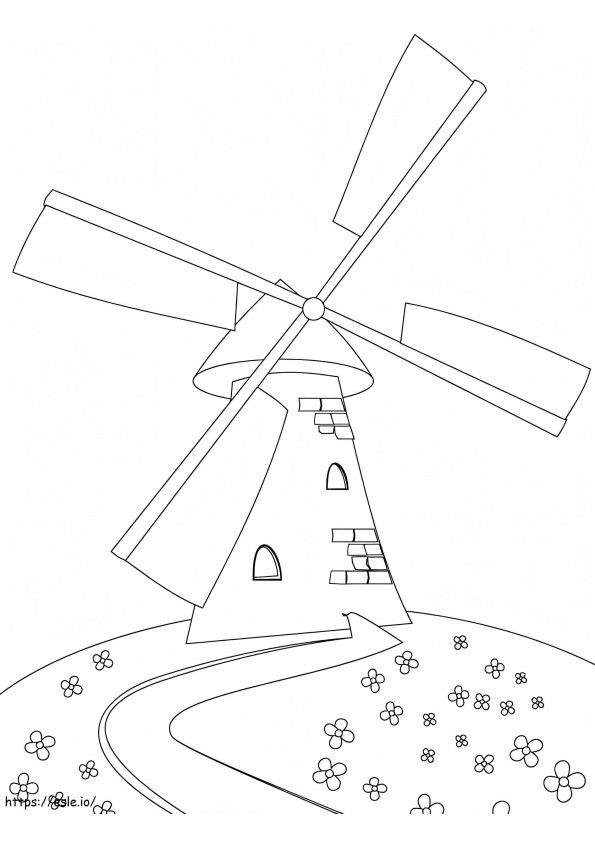 Windmill On The Hill coloring page