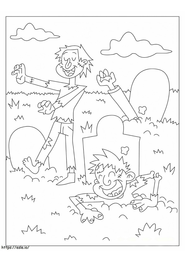 Two Funny Zombies coloring page
